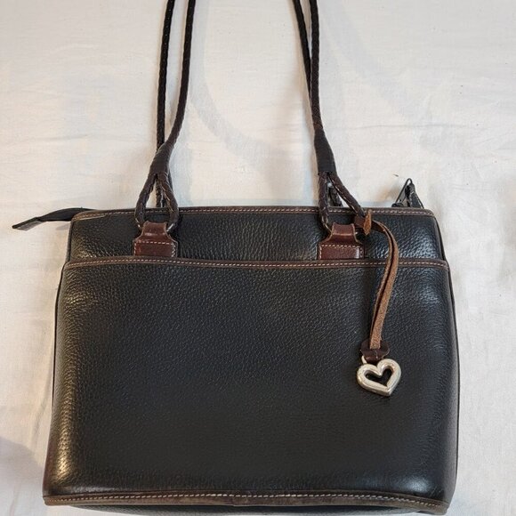 Brighton Leather Two Tone Bucket Shoulder Bag with Braided Straps - Picture 3 of 11